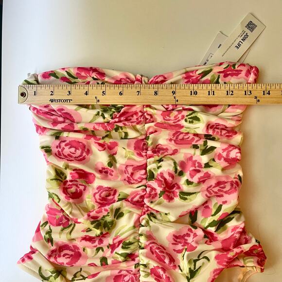 Zara Pink and Green Floral Blouse - Picture 12 of 16